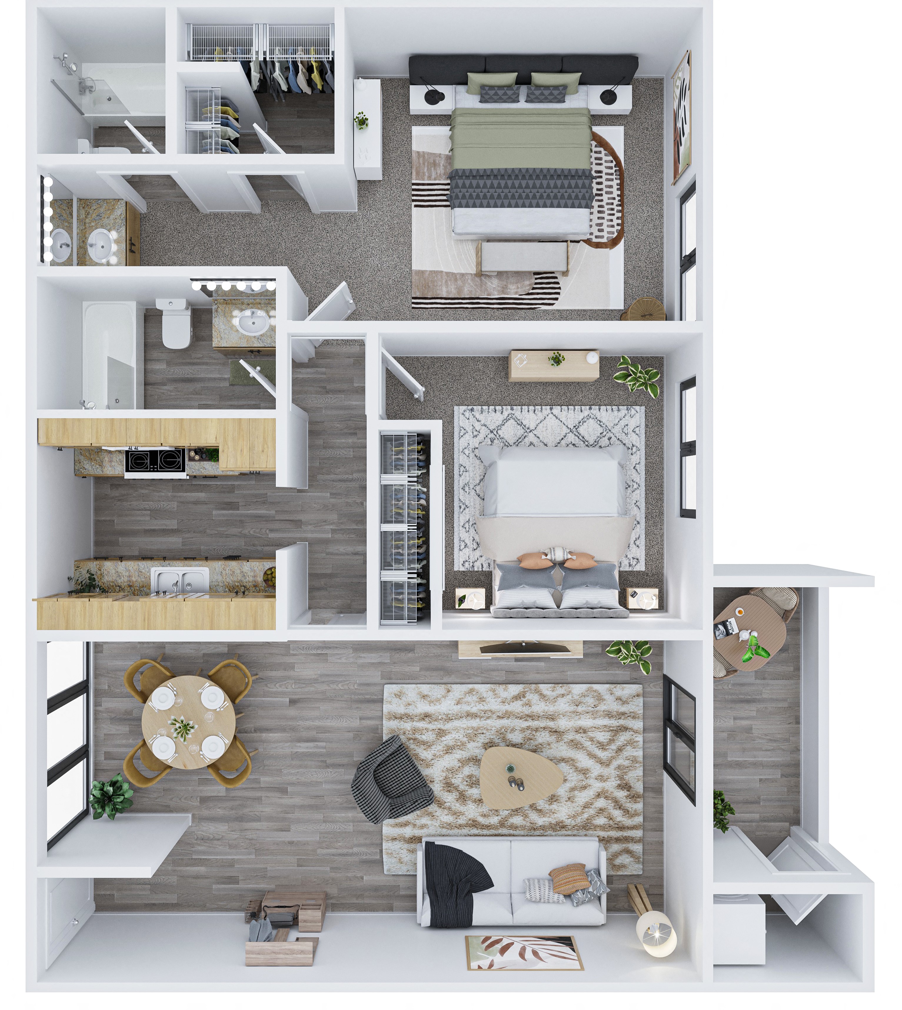 Floor plan for 2 beds, 2 baths, 1013 sqft